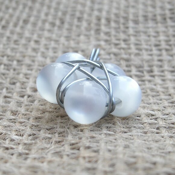 Handmade Aqua Aura Beads Star Flower Pentacle Pendant - Picture 5 of 8